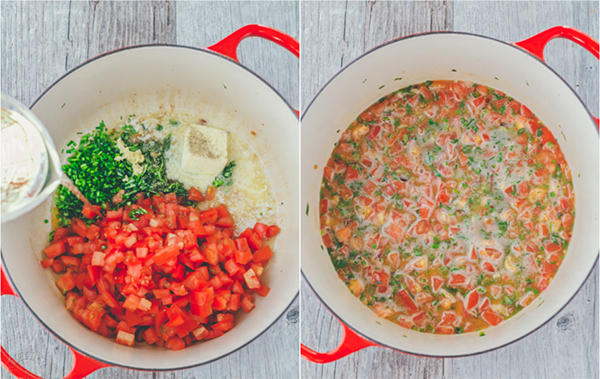 Четвертая фотография к инструкции по приготовлению рецепта Паста лингвини с курицей и томатным соусом Альфредо