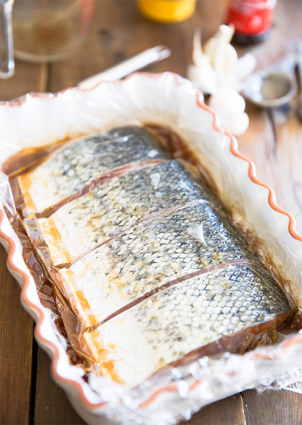 Третья фотография к инструкции по приготовлению рецепта Запеченный лосось в медово-имбирной глазури