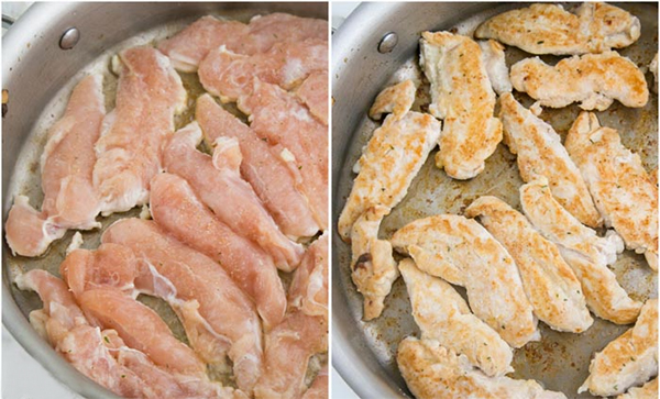 Третья фотография к инструкции по приготовлению рецепта Куриная грудка с шампиньонами в сливочном соусе