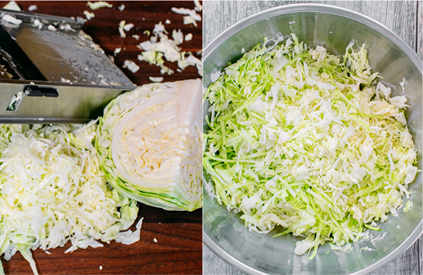 Вторая фотография к инструкции по приготовлению рецепта Салат из свежей капусты с огурцом и зеленым горошком