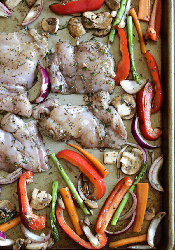 Вторая фотография к инструкции по приготовлению рецепта Куриные ножки в бальзамическом соусе с овощами, запеченные в духовке