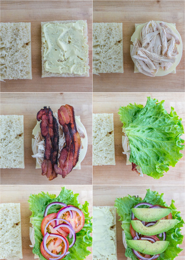 Третья фотография к инструкции по приготовлению рецепта Сэндвич с курицей, беконом и авокадо