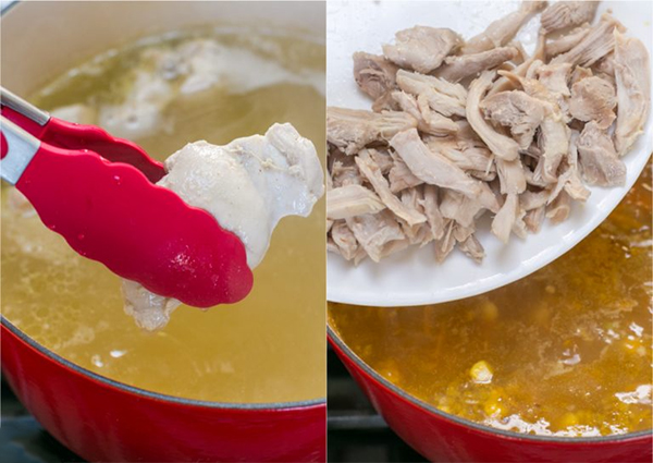 Третья фотография к инструкции по приготовлению рецепта Сливочный куриный суп с лапшой