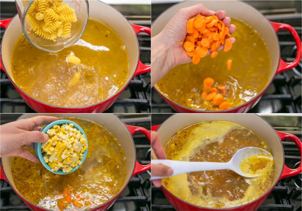 Четвертая фотография к инструкции по приготовлению рецепта Сливочный куриный суп с лапшой