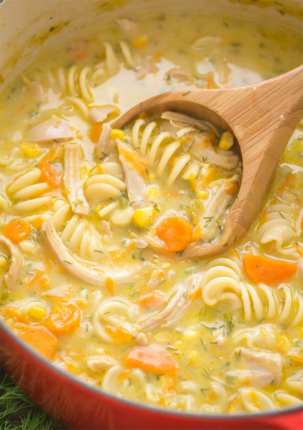 Восьмая фотография к инструкции по приготовлению рецепта Сливочный куриный суп с лапшой
