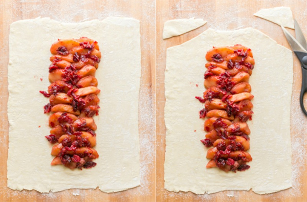 Первая фотография к инструкции по приготовлению рецепта Плетеный пирог с яблочно-клюквенной начинкой