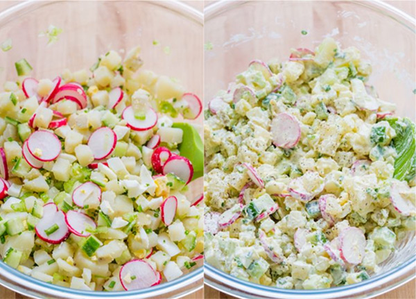 Четвертая фотография к инструкции по приготовлению рецепта Картофельный салат с яйцами и овощами