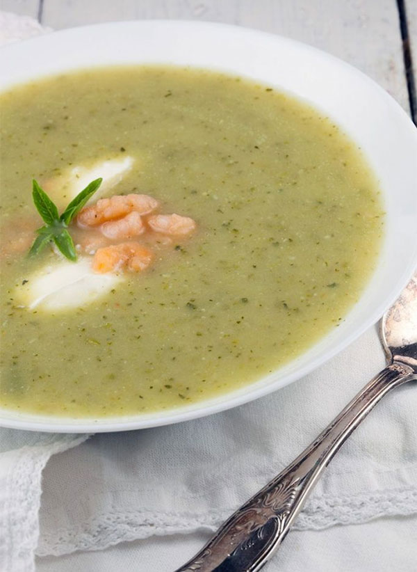 Крем-суп из кабачков с креветками
